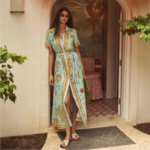 Alemais Blue and Yellow Midi Dress